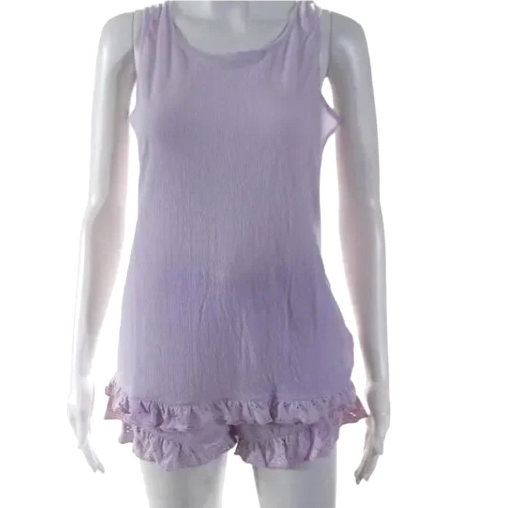 NWT You Say Scoop Ruffle Shortie‎ Set PJ's  in Lavender Fog Small-Feminine Chic